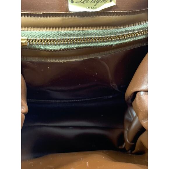 LOU TAYLOR MIAMI Women's Dark Brown Vintage 60's Faux Leather Handbag - Picture 8 of 12